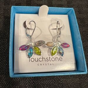 Multi color earrings made exclusively with Swarovski crystals and pearl
